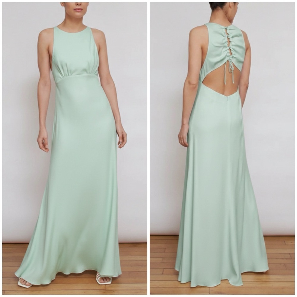 NWT Vanessa Cocchiaro The Mary Dress Button Back Maxi Apple Green Sz 10